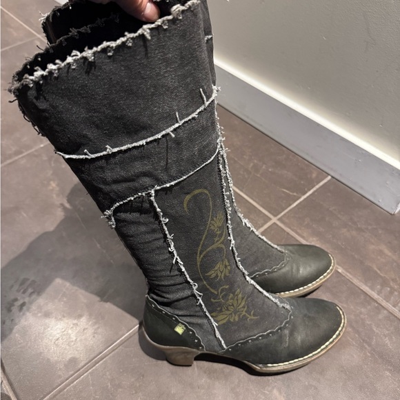 El Naturalista Shoes - El Naturalista Women's Black Cotton Denim Boots US7 EU37
